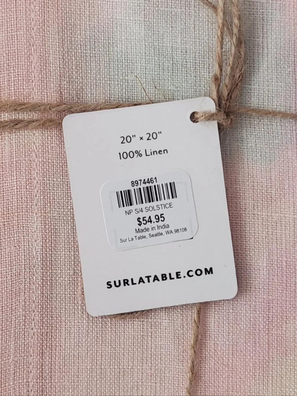 Sur la Table Solstice Watercolor Pink Linen Napkins - Set of 4 - New